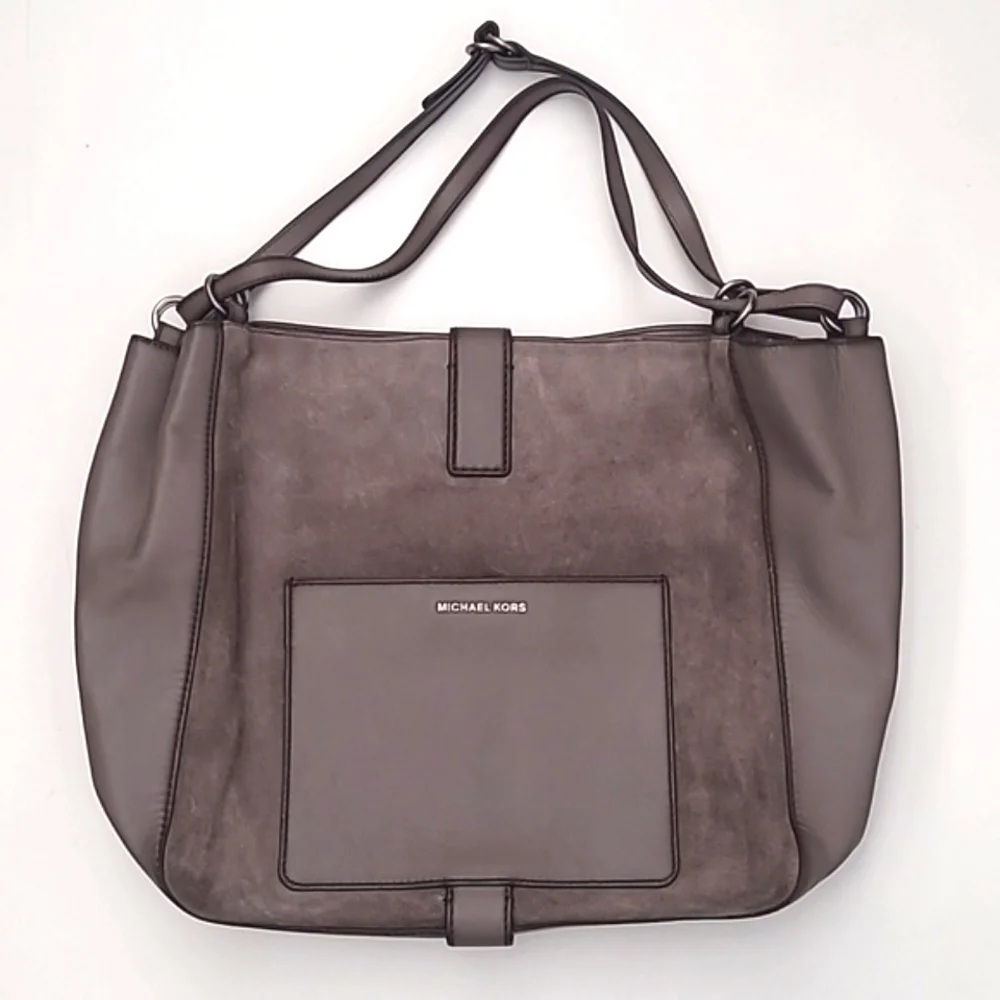 Michael Kors Quincy Hobo Bag Dark Caramel Shoulder Tote Suede Leather Logo NWOT
